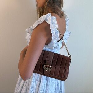 Coach Elegant Brown Quilted Shoulder Bag